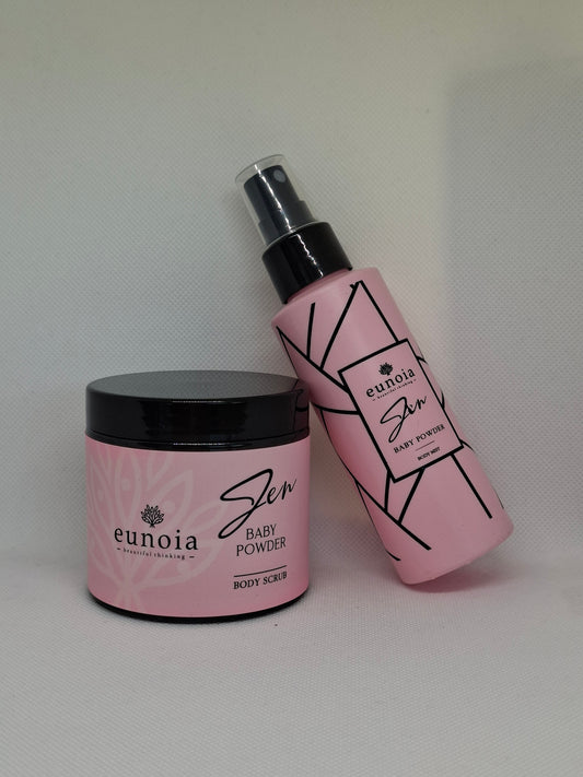 Eunoia Baby Powder Body Scrub 250ml and Body Mist