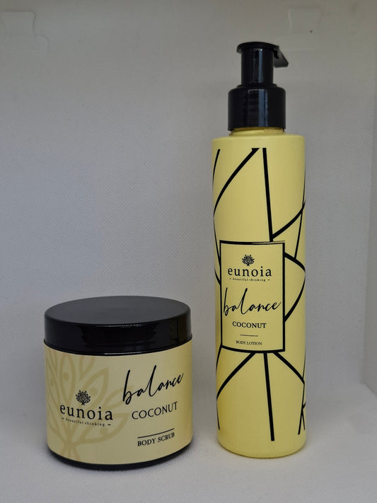 Eunoia Coconut Body Lotion 200ml & Body Scrub 250ml